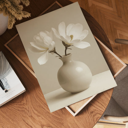 Elegant Ceramic Vase White Magnolia Poster