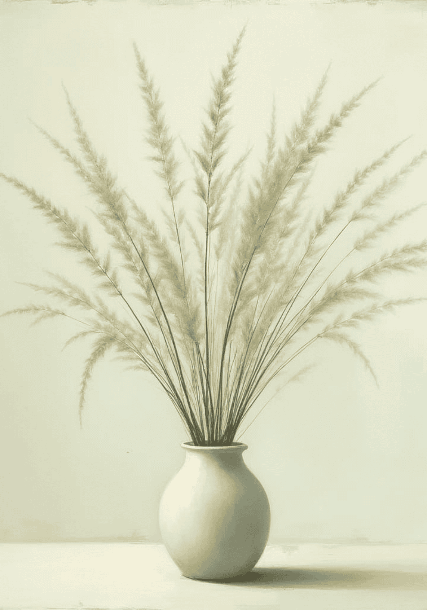 Neutral Pampas Grass In Ceramic Vase Poster
