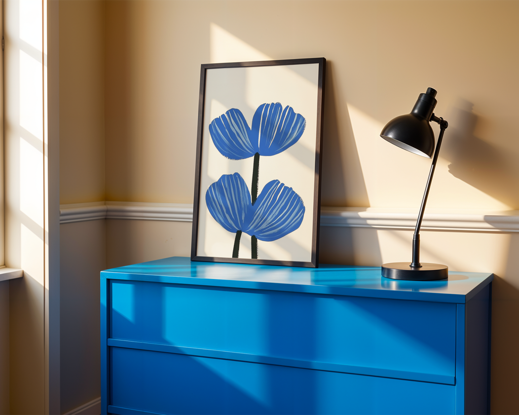 Blue floral Botanical Home Poster