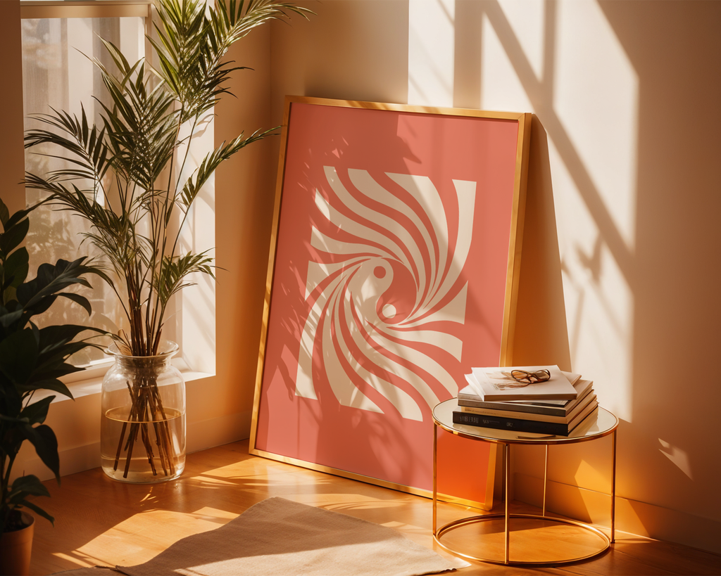 Peach Spiral Flow Poster