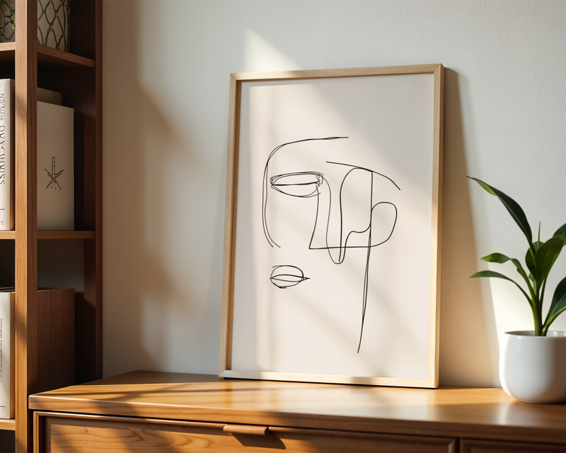 Abstract One Line Face Poster
