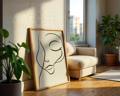 Dreamy Line Art Face Poster