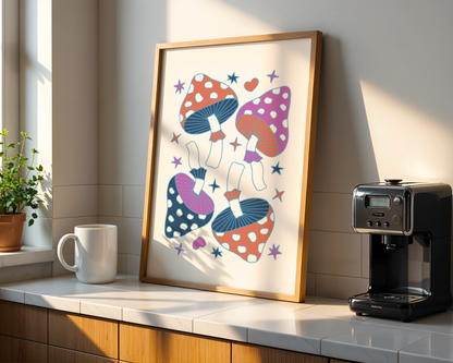 Purple Mushroom Harmony Poster