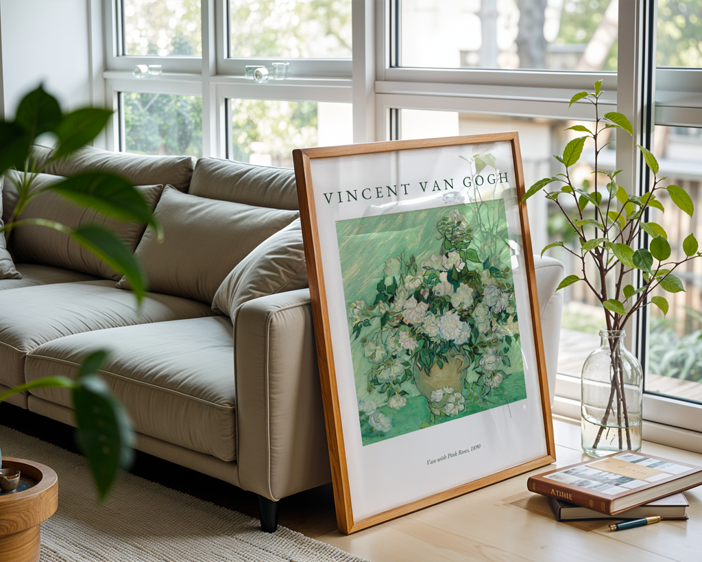 Van Gogh Vase With Pink Roses Poster