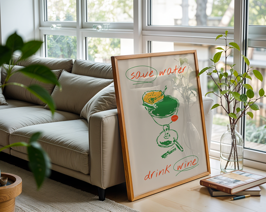 Save Water Drink Wine Poster