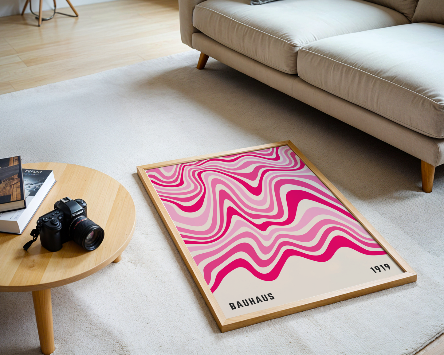 Bauhaus Pink Waves Poster