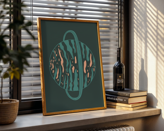 Saturnus Blue Orbit Poster