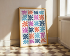 Color Block Flower Grid Poster