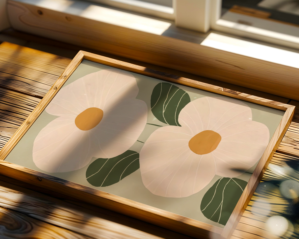 Minimalist green leaves Poster