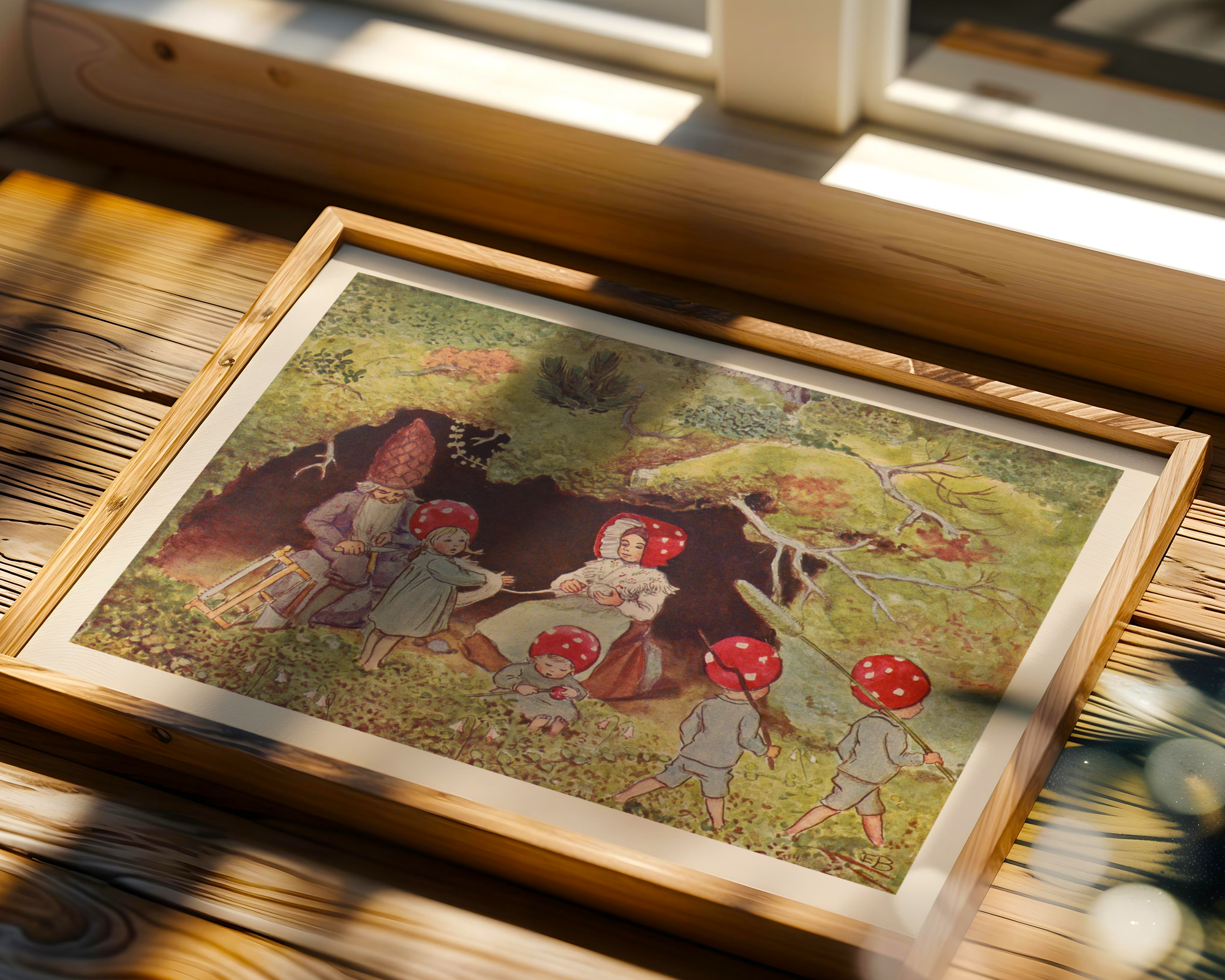 Elsa Beskow Tomtebobarnen vid Jordhålan Poster – poster på vägg inredning