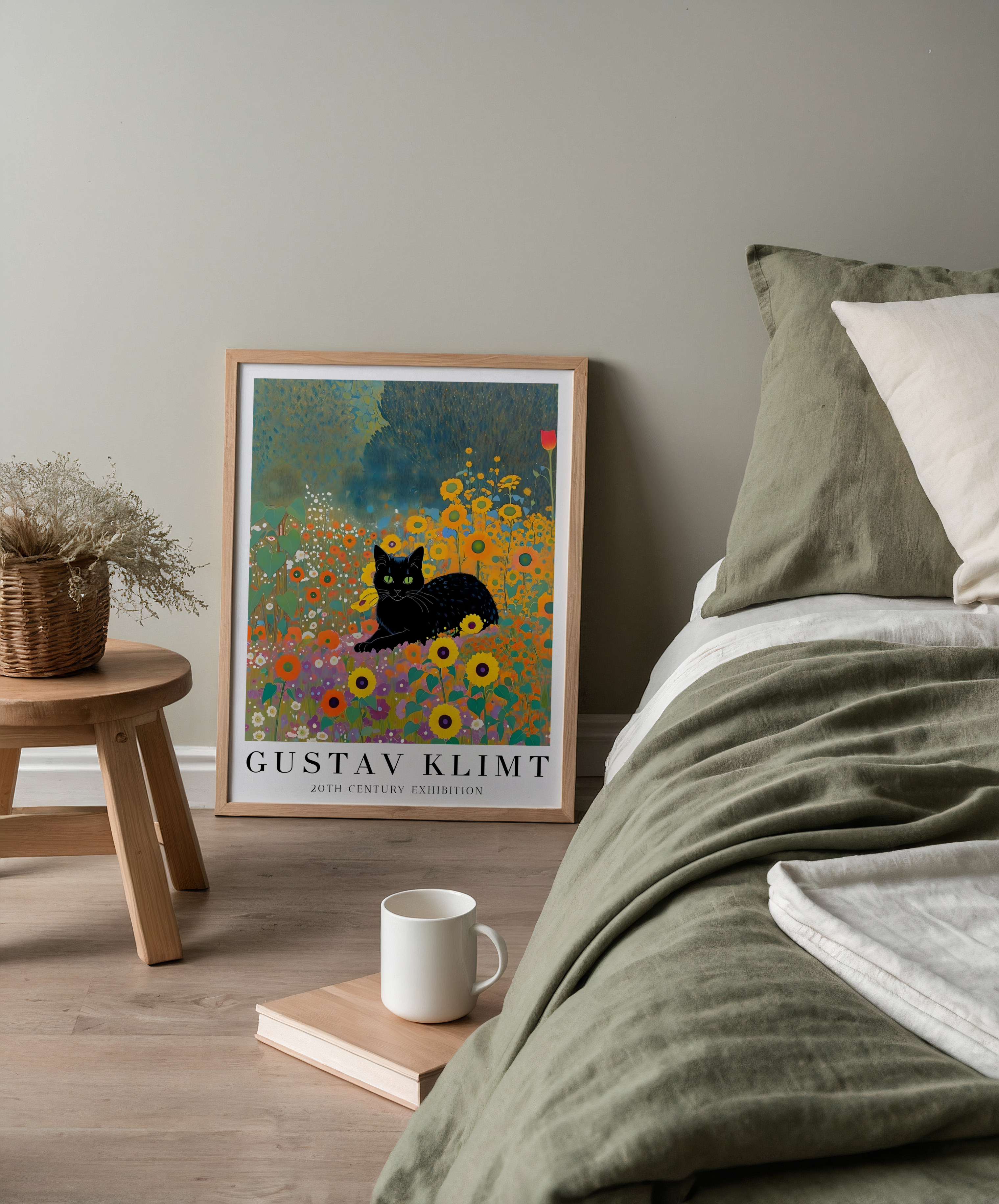 Gustav Klimt Garden Cat Poster – poster väggdekoration inredning – Affischer hos Bozetto