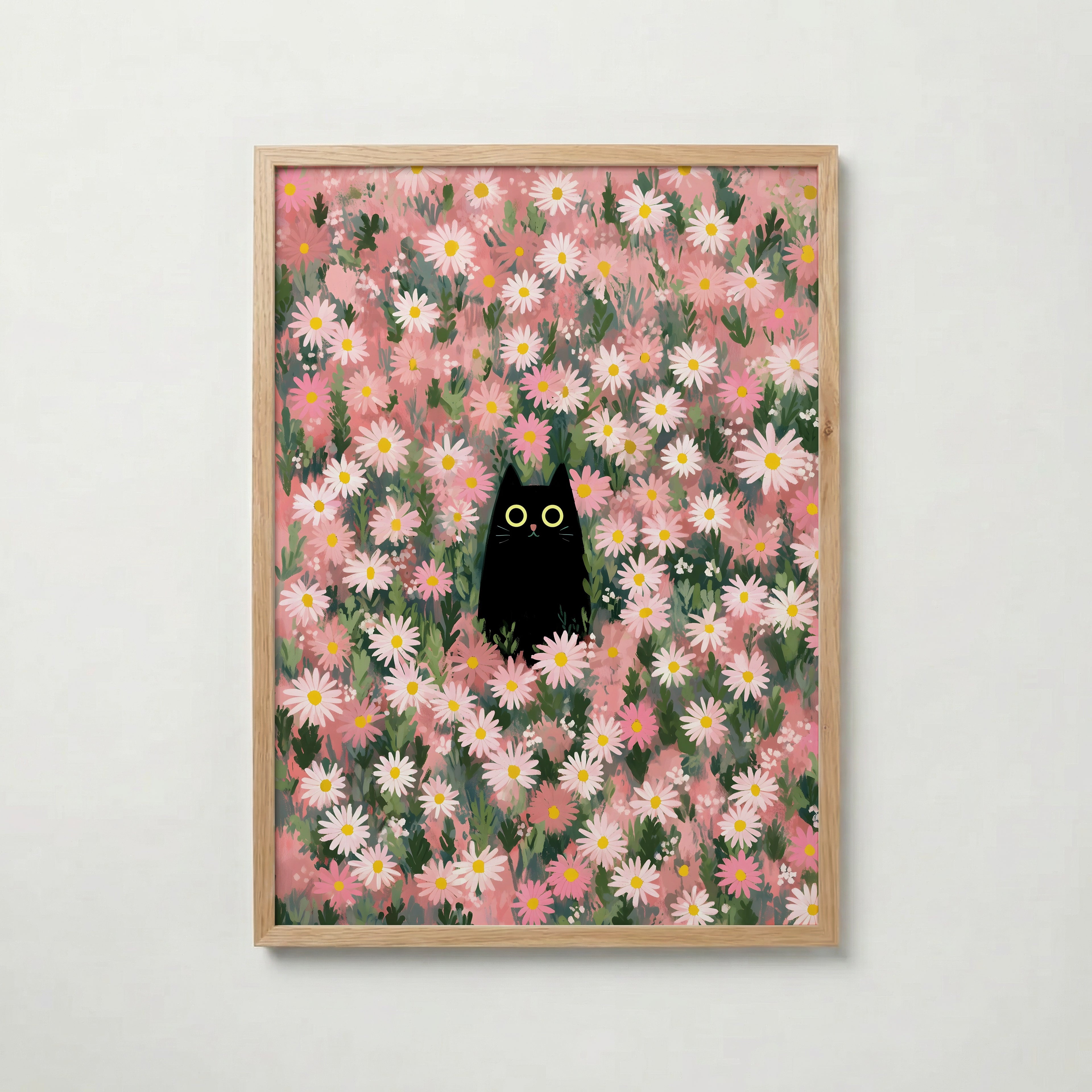 Hidden Cat in Daisy Meadow Poster