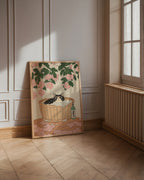 Cat In Sakura Bath Poster