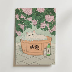 Hydrangea Cat Poster
