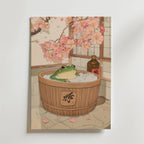 Sakura Bath Frog Poster