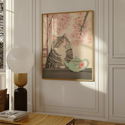 Tea Time Cat Poster