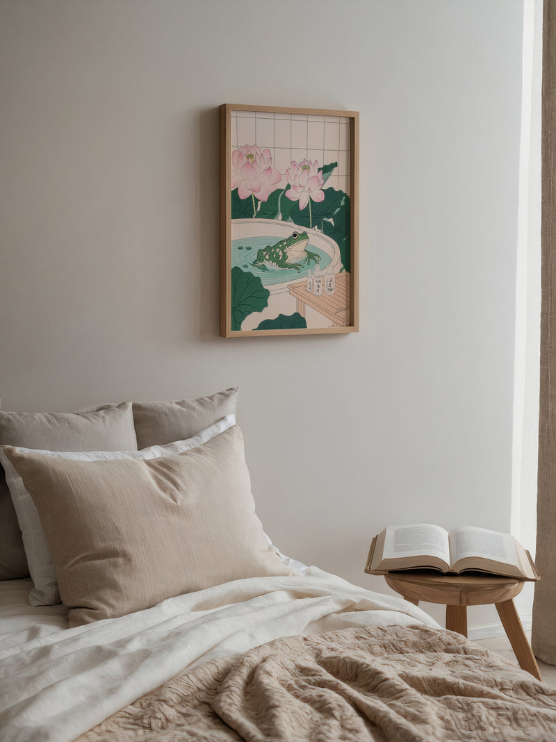 Lotus Frog Bath Poster