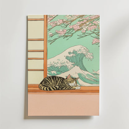Sleeping Cat Wave Poster