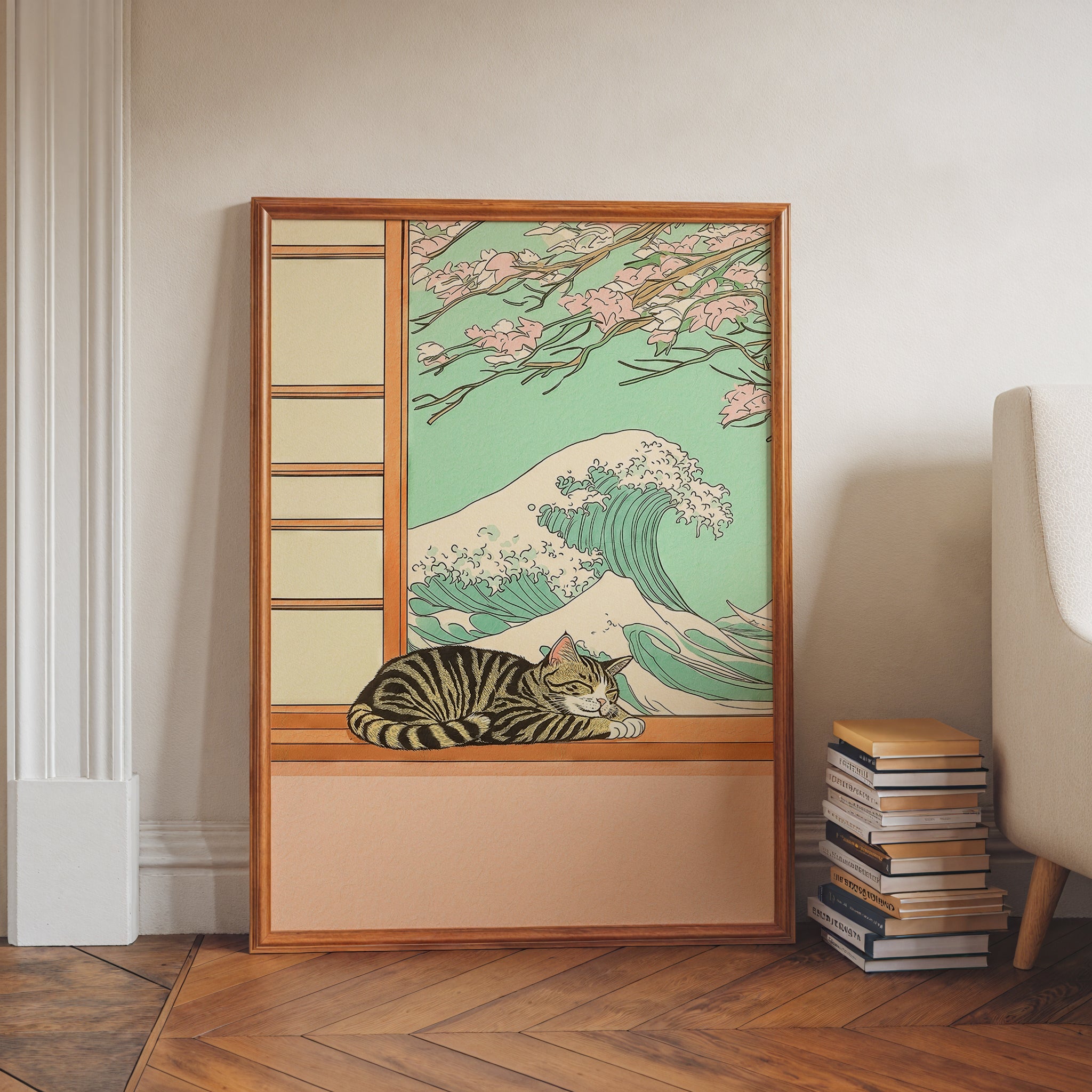 Sleeping Cat Wave Poster