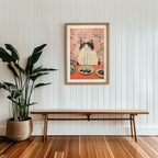 Pink Table Cat Poster