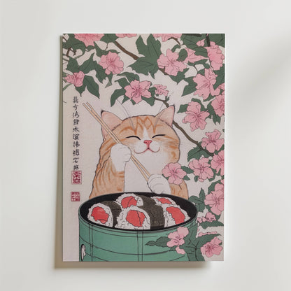 Sakura Sushi Cat Poster