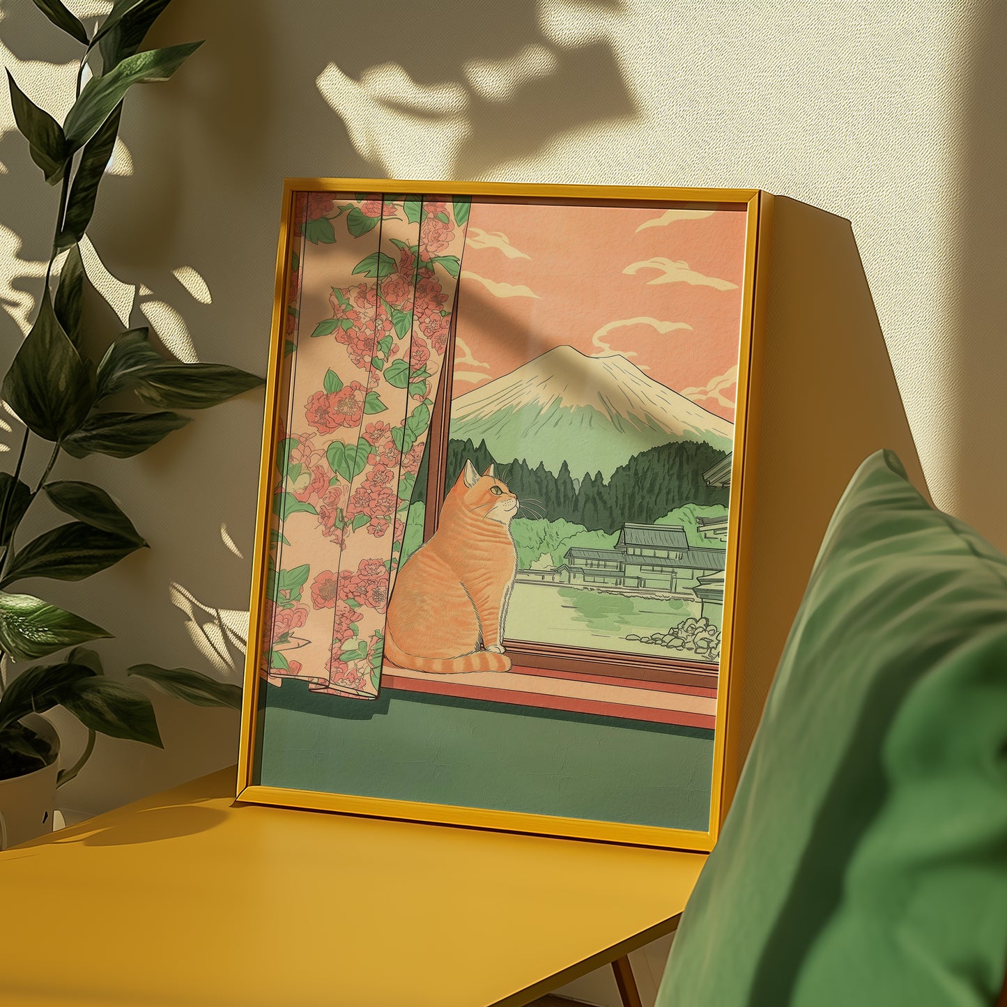 Peaceful Fuji Window Poster