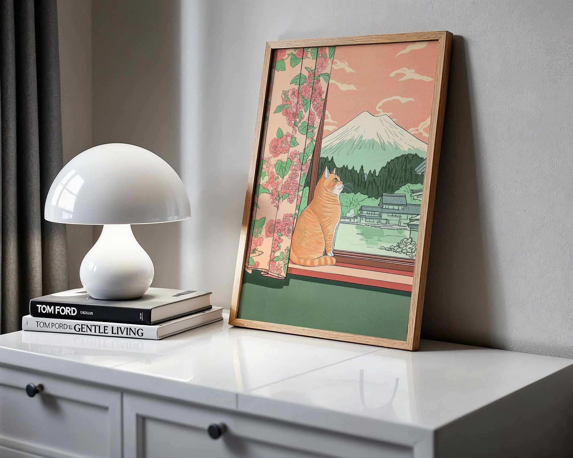 Peaceful Fuji Window Poster