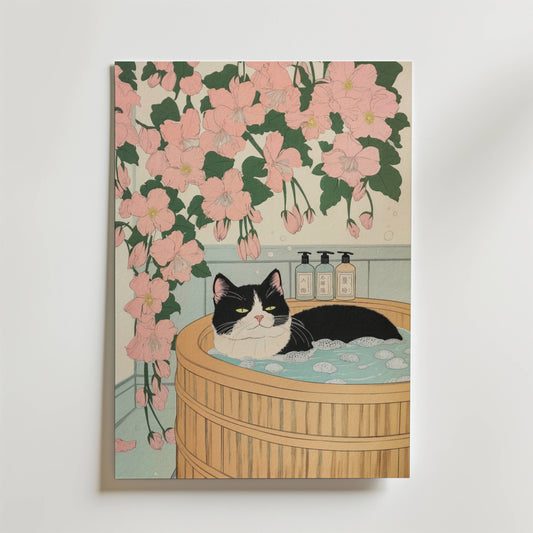 Zen Cat Bath Poster