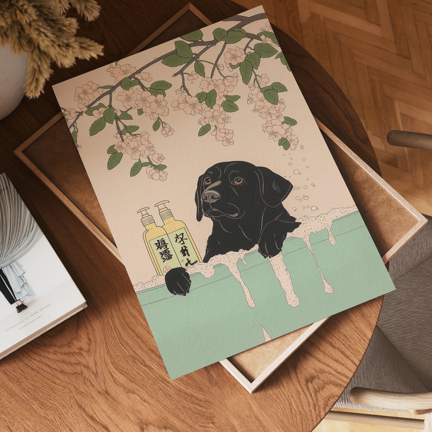 Labrador In Blossom Bath Poster