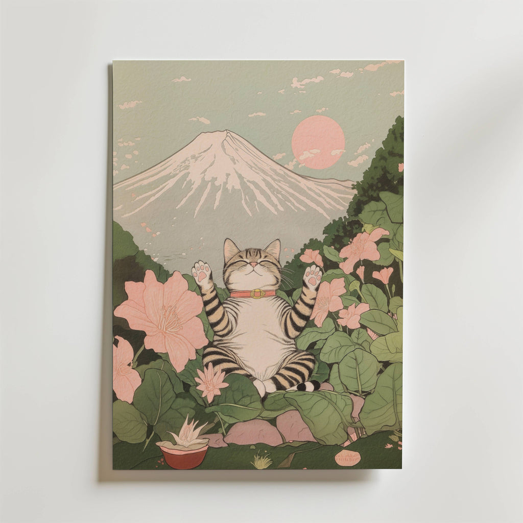 Cat Under Mount Fuji Poster