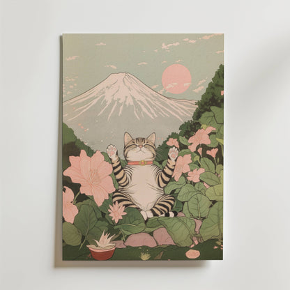Cat Under Mount Fuji Poster