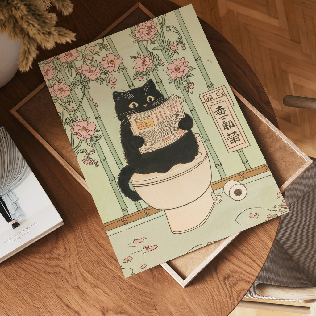 Cat Reading Time Poster