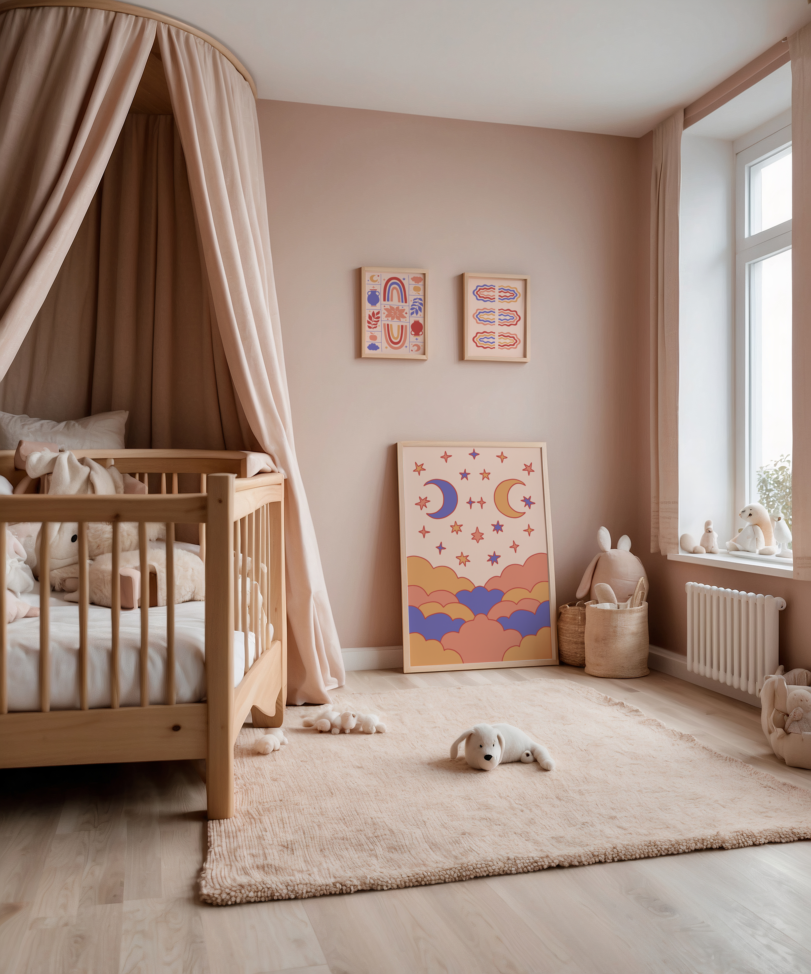 Wavy Symmetry Pink Poster