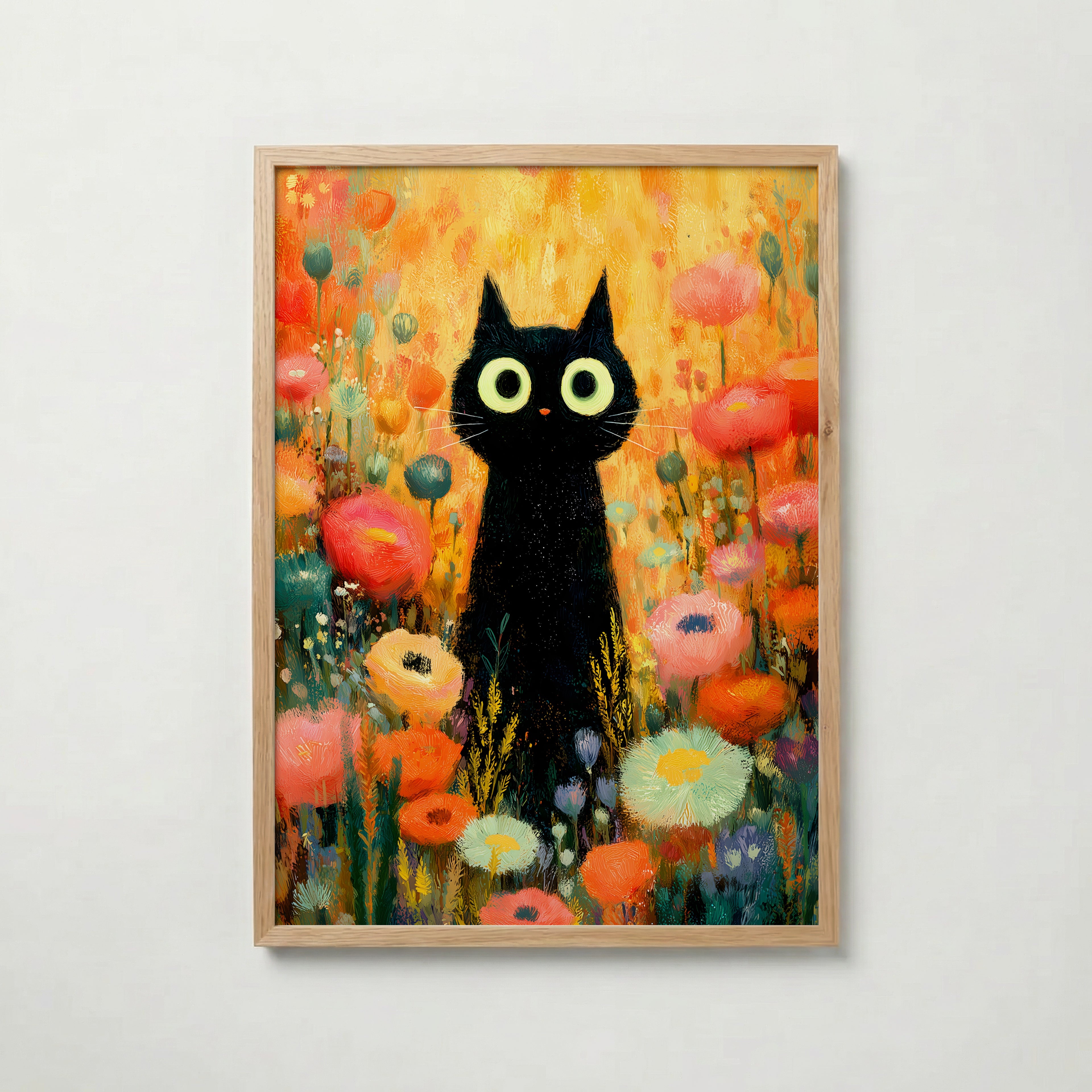 Midnight Bloom Cat Poster