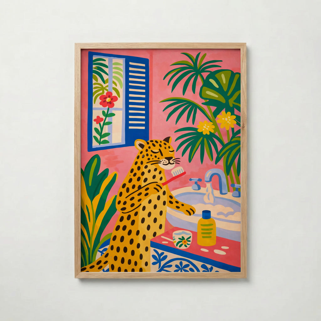 Morning Ritual Leopard Poster affisch – köp poster online – Bozetto väggdekoration