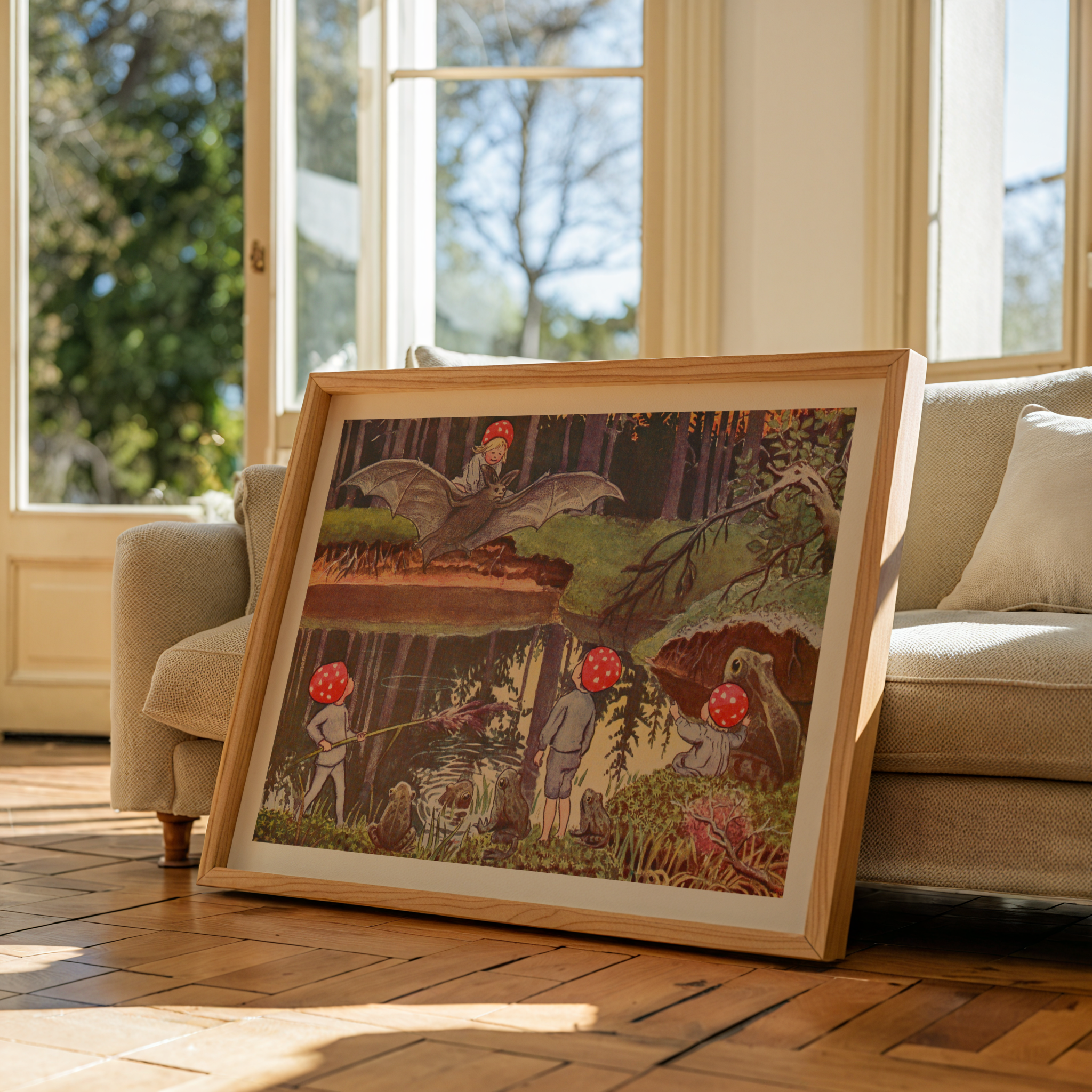 Elsa Beskow Tomtebobarnen vid Skogstjärnen Poster – poster på vägg inredning