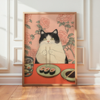 Pink Table Cat Poster