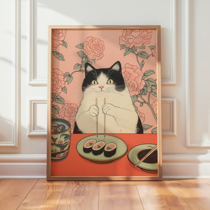 Pink Table Cat Poster