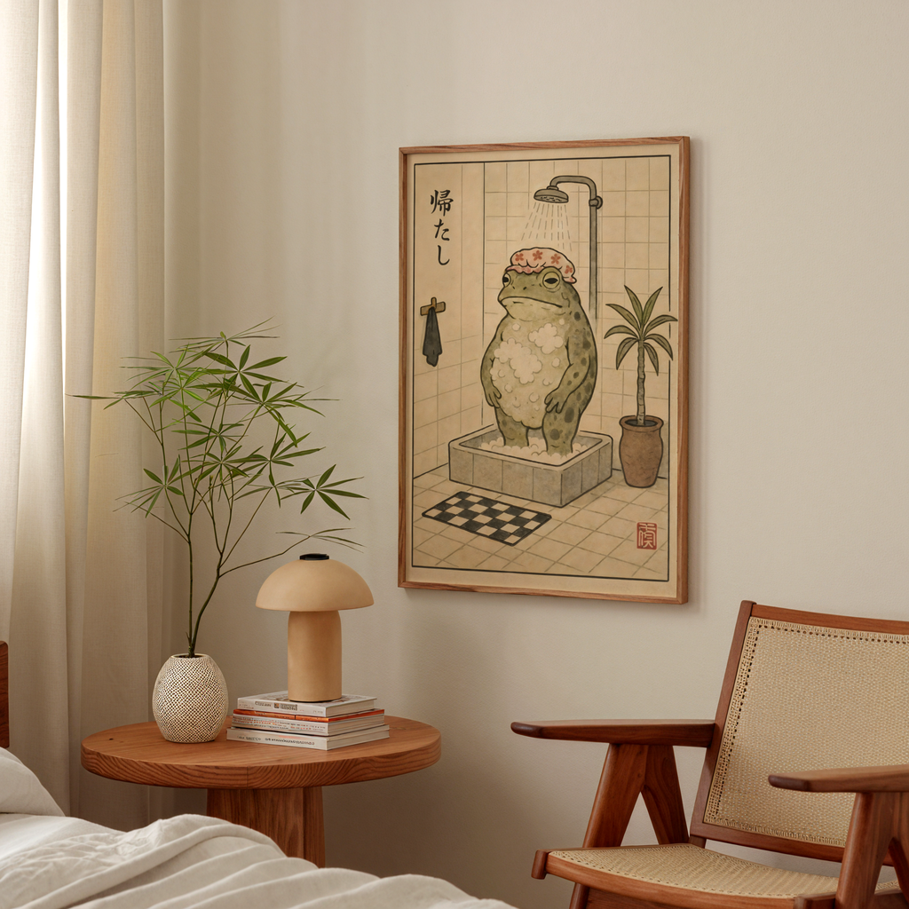 Evening Shower Frog Poster