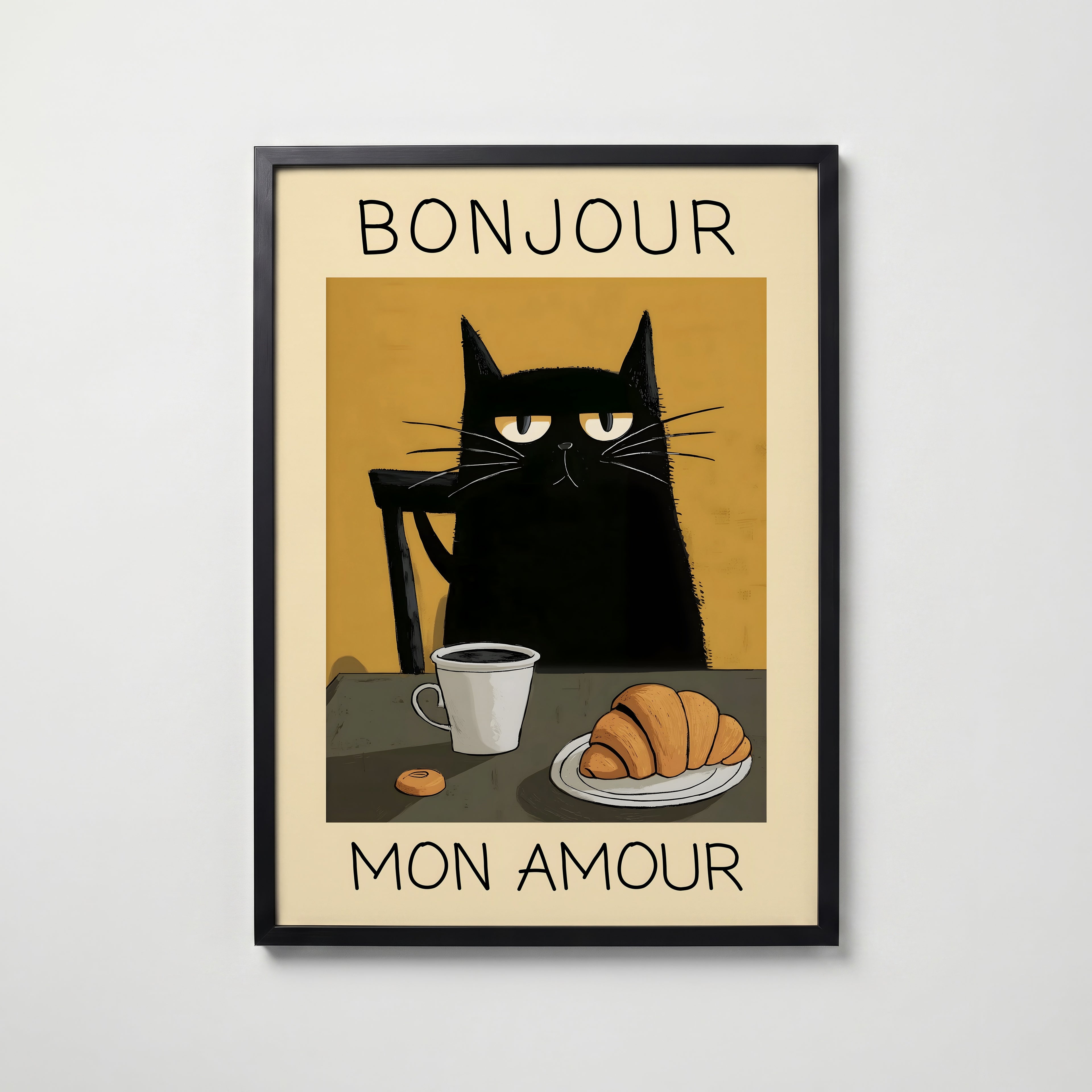 Parisian Cat Breakfast Poster