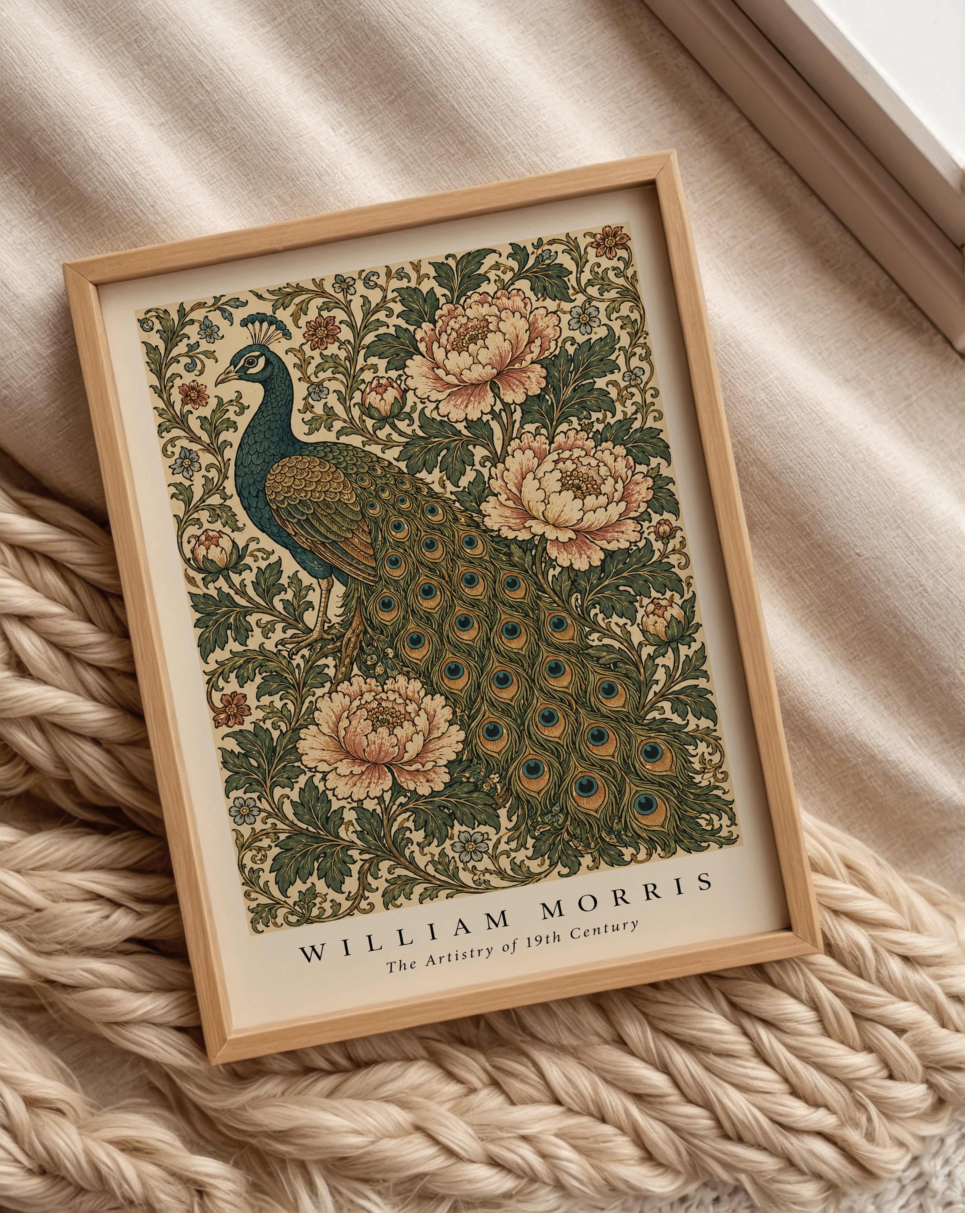 Peacock and Peonies William Morris Poster