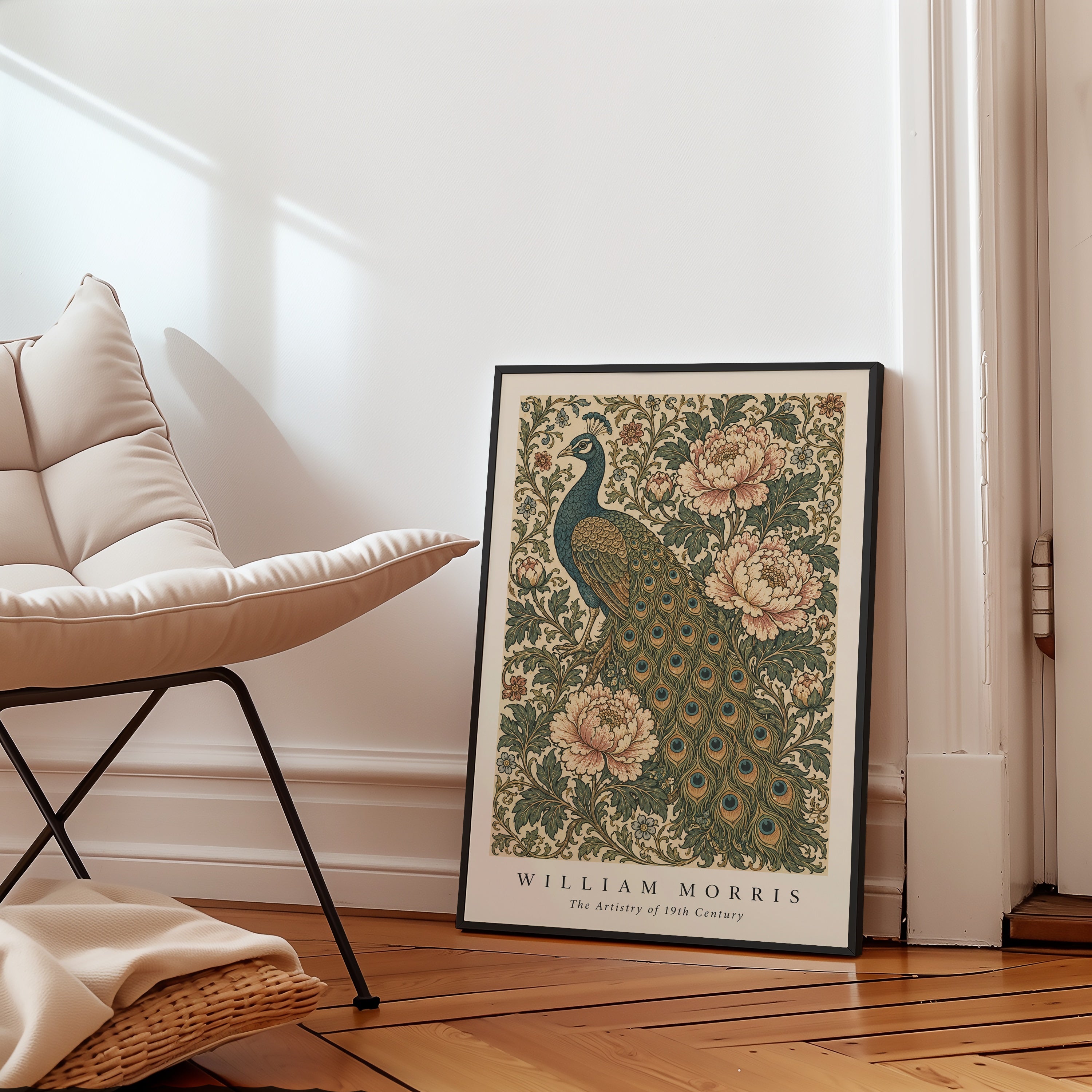 Peacock and Peonies William Morris Poster
