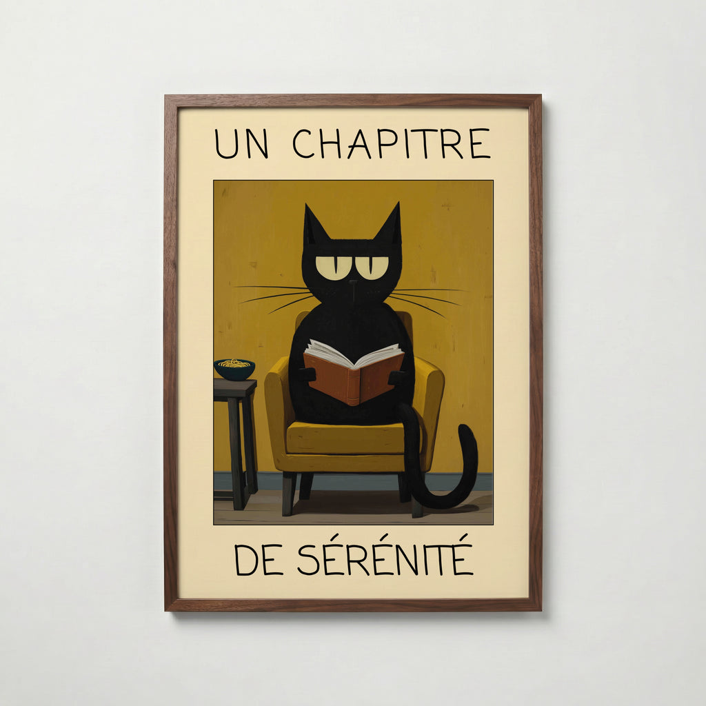 Quiet Reading Cat Poster – köp affisch till hemmet – Bozetto väggdekoration