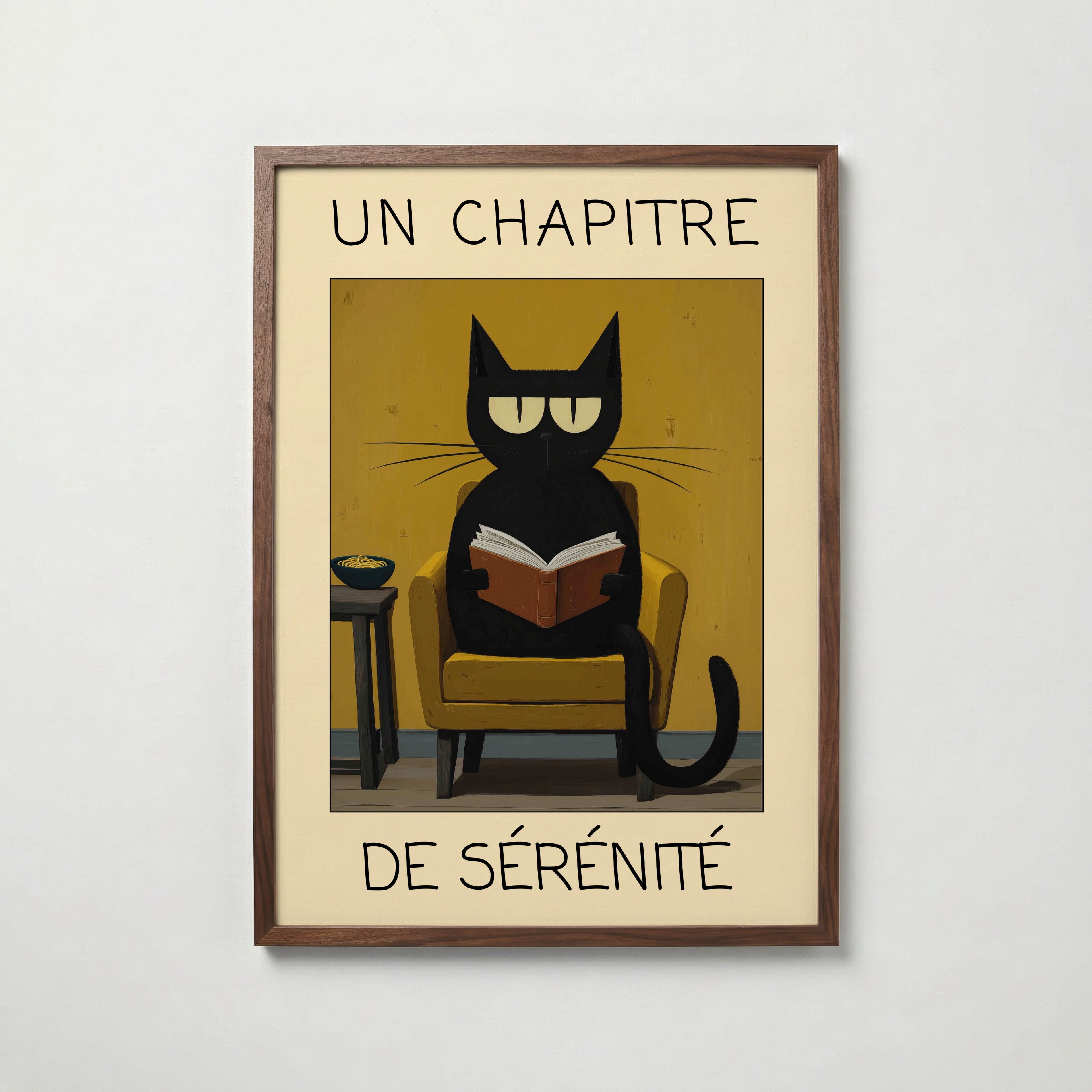 Quiet Reading Cat Poster – köp affisch till hemmet – Bozetto väggdekoration