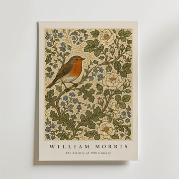 Robin Among Roses William Morris Poster