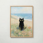 Seaside Meadow Cat Poster