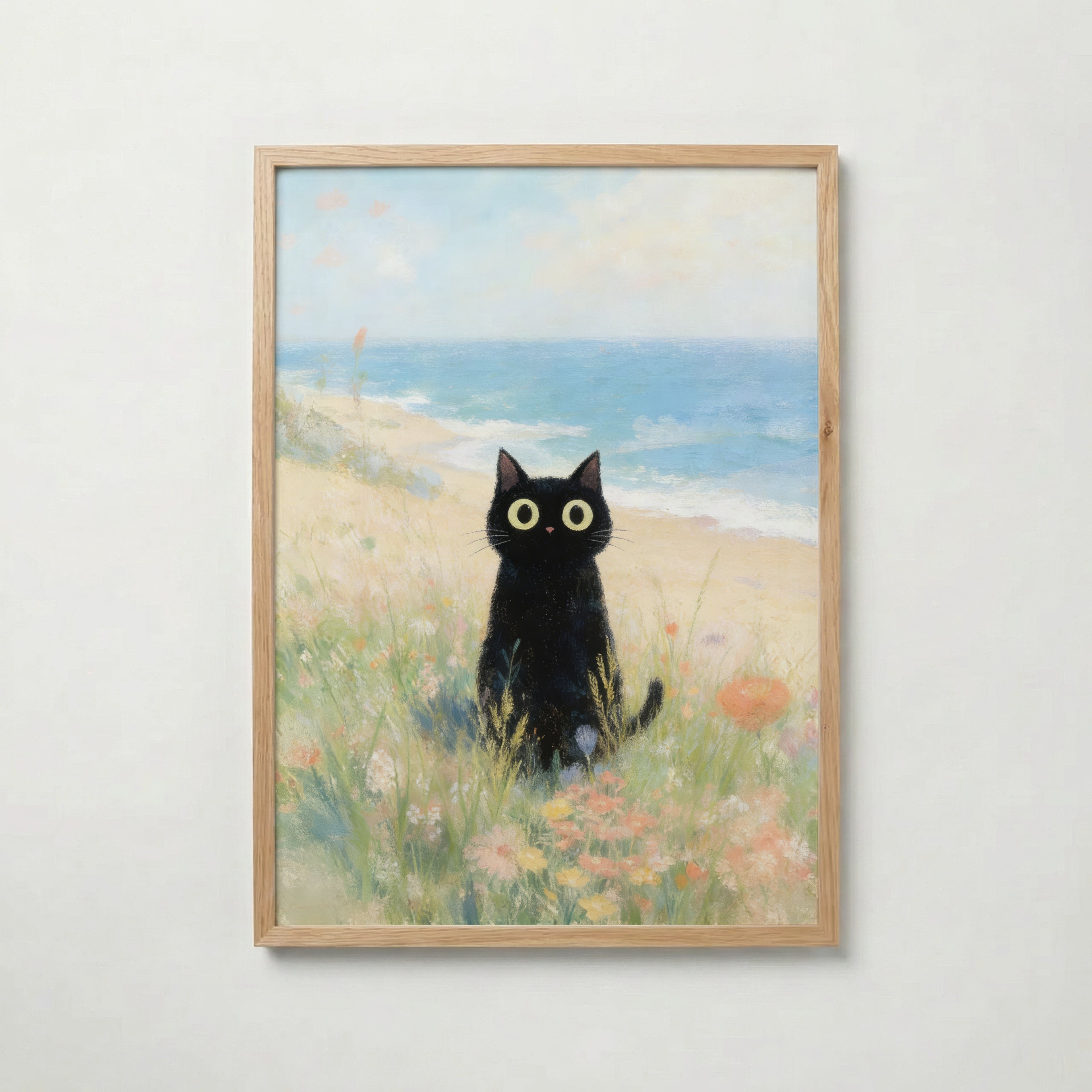 Seaside Meadow Cat Poster