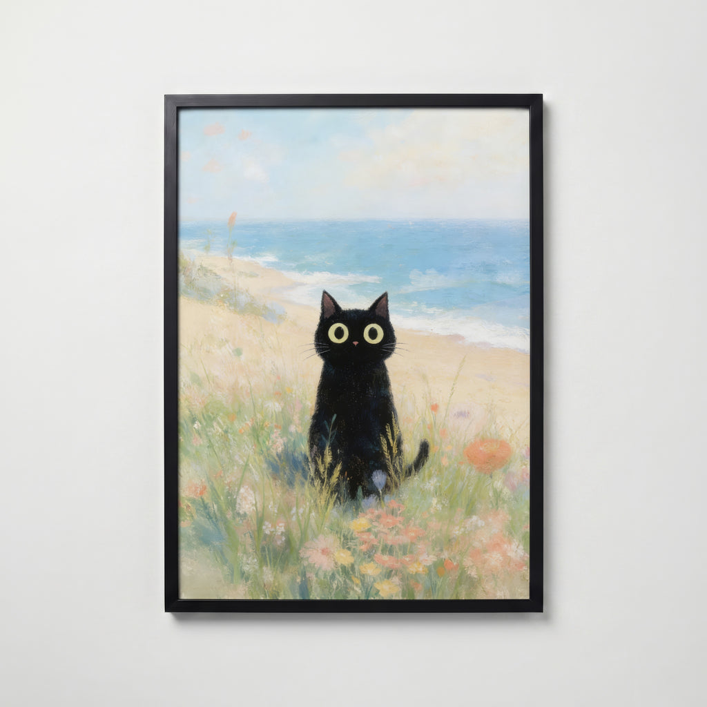 Seaside Meadow Cat Poster