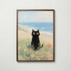 Seaside Meadow Cat Poster