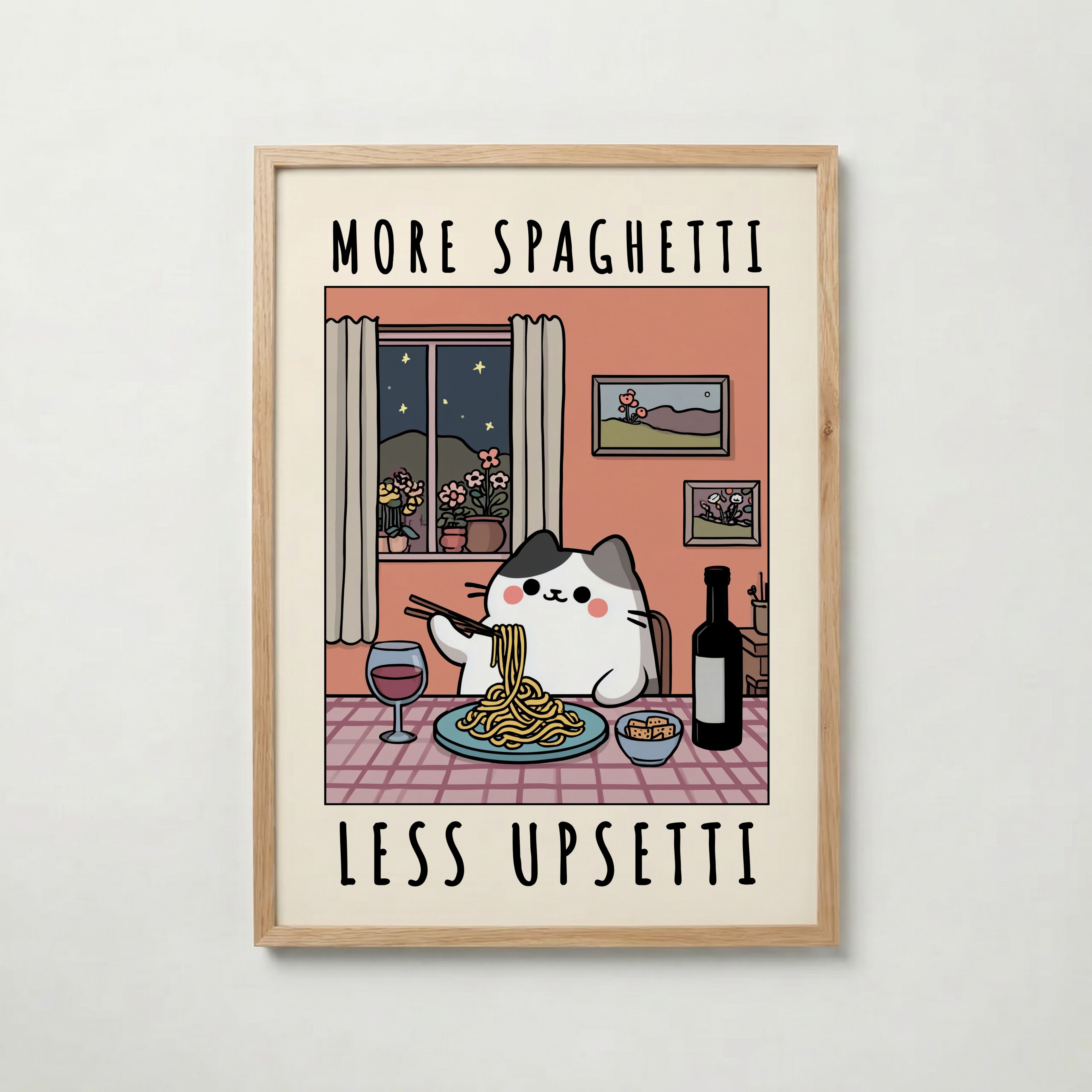 Spaghetti Comfort Cat Poster